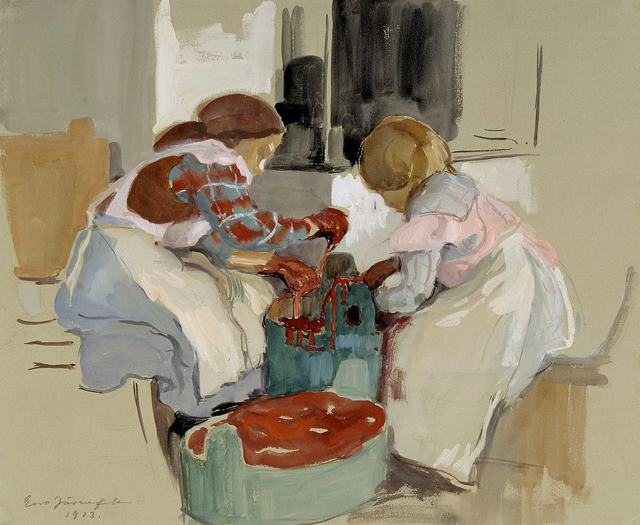 Eero Järnefelt - Due ragazze che tingono il tessuto, Finnish National Gallery, Helsinki